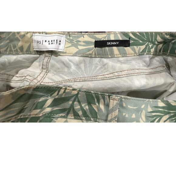 Parker Smith Palm Springs Green Leaf Print Ava Crop Skinny Jeans Size 30 EUC - Picture 14 of 14